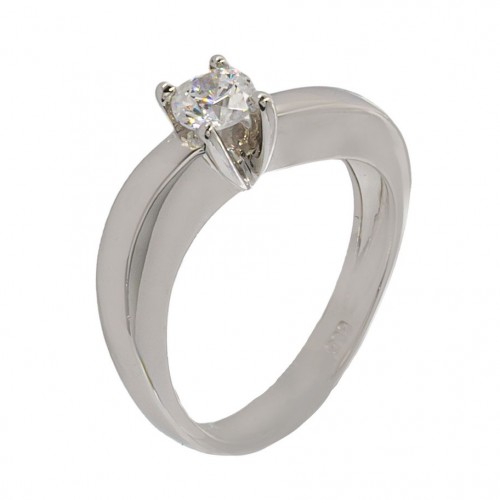 Λευκόχρυσο Γυναικείο Δαχτυλίδι Μονόπετρο με Ζιργκόν Κ14 (1157)