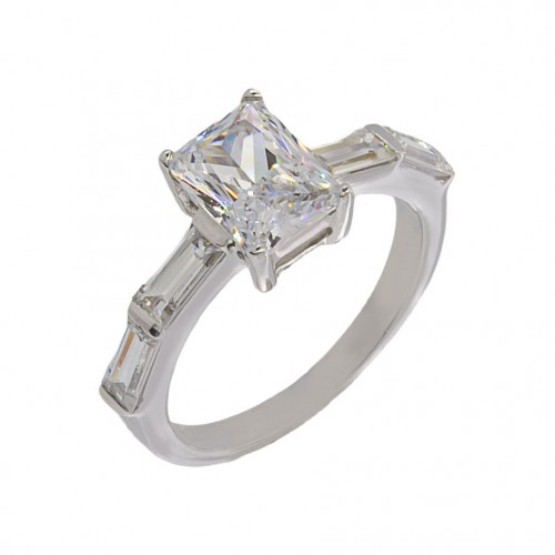 Λευκόχρυσο Γυναικείο Δαχτυλίδι Μονόπετρο με Ζιργκόν Κ14 (1528)