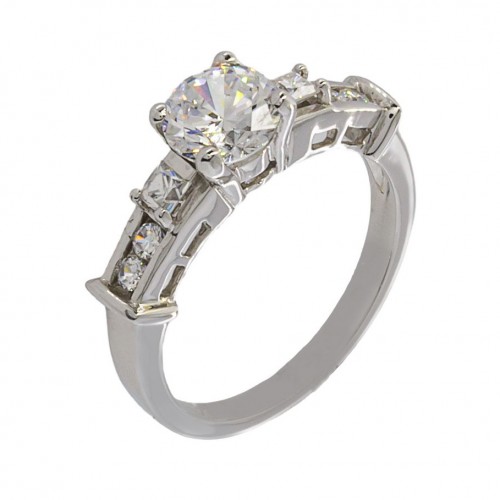 Λευκόχρυσο Γυναικείο Δαχτυλίδι Μονόπετρο με Ζιργκόν Κ14 (1531)