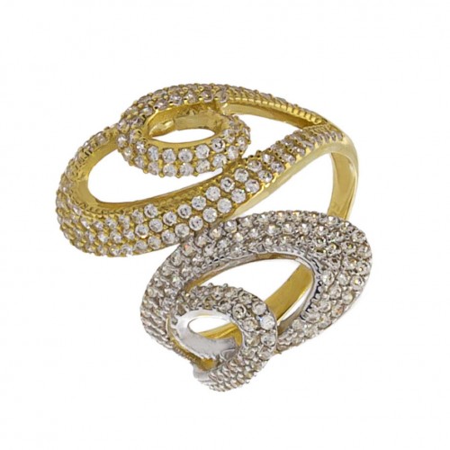 Δίχρωμο Γυναικείο Δαχτυλίδι με Ζιργκόν Κ14 (1533)