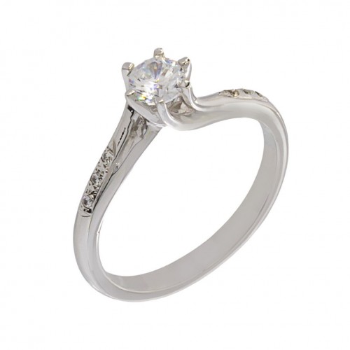 Λευκόχρυσο Γυναικείο Δαχτυλίδι Μονόπετρο με Ζιργκόν Κ14 (1907)