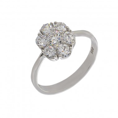Λευκόχρυσο Γυναικείο Δαχτυλίδι Ροζέτα με Ζιργκόν Κ14 (2818)