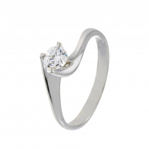 Λευκόχρυσο Γυναικείο Δαχτυλίδι Μονόπετρο με Ζιργκόν Κ14 (3702)